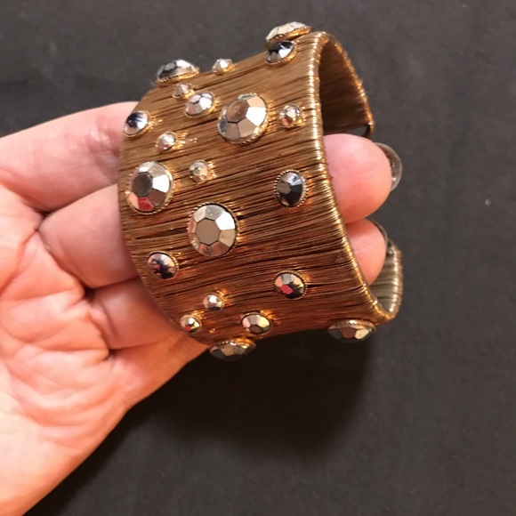Copper Handmade Cuff With Rhinestones - Picture 4 of 4